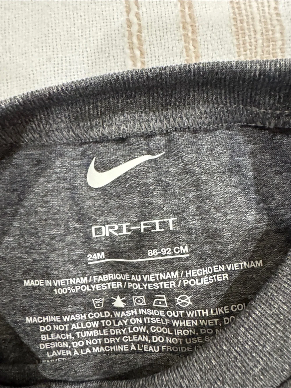 Nike Gray Tee & Black Shorts Kids Athletic Set with Multicolor Swoosh